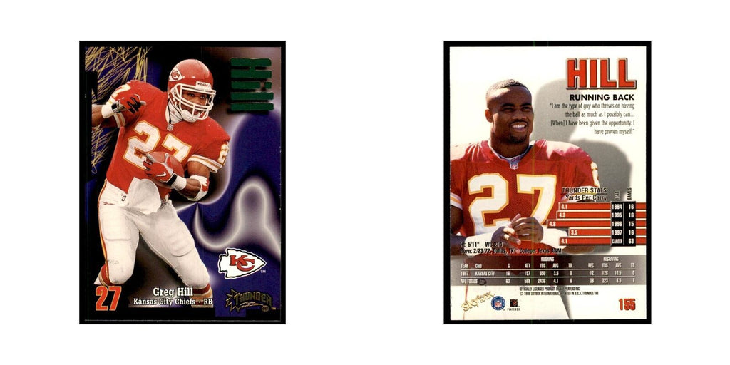Greg Hill 1998 SkyBox Thunder #155 Football Cards Football Card NM