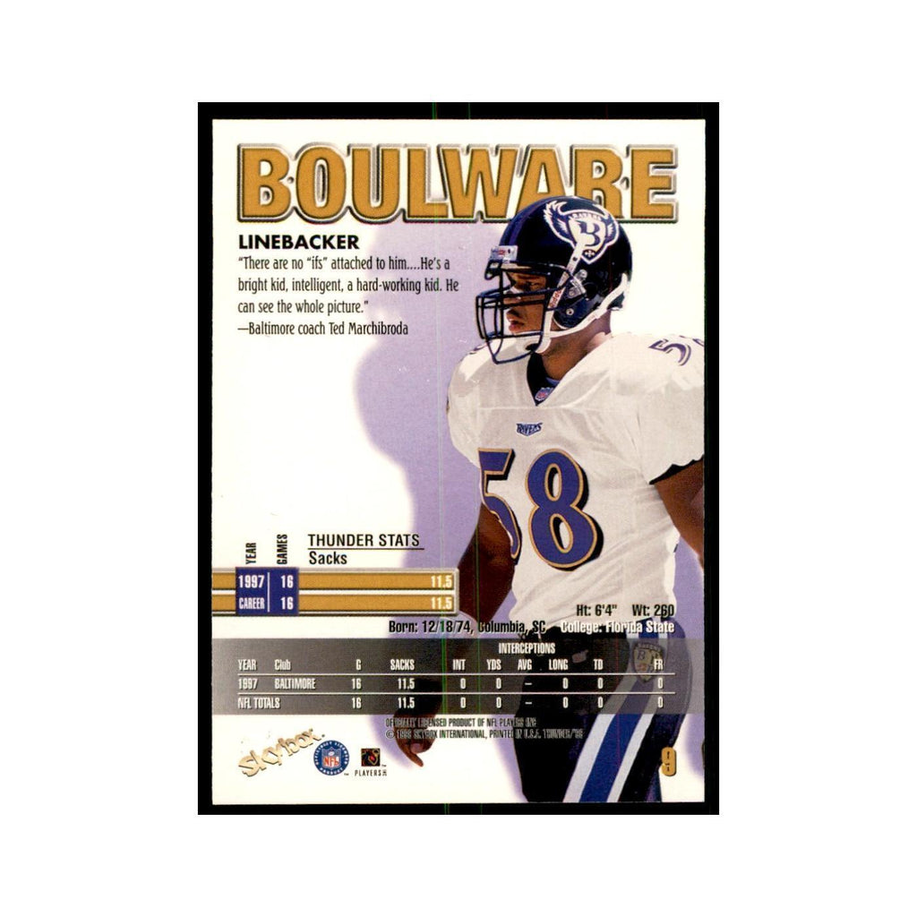 Peter Boulware 1998 SkyBox Thunder #9 Football Cards Football Card NM