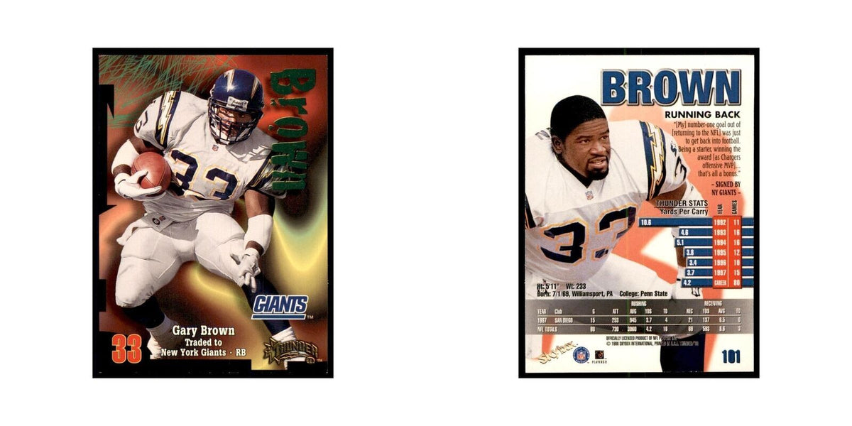 Gary Brown 1998 SkyBox Thunder #101 Football Cards Football Card NM