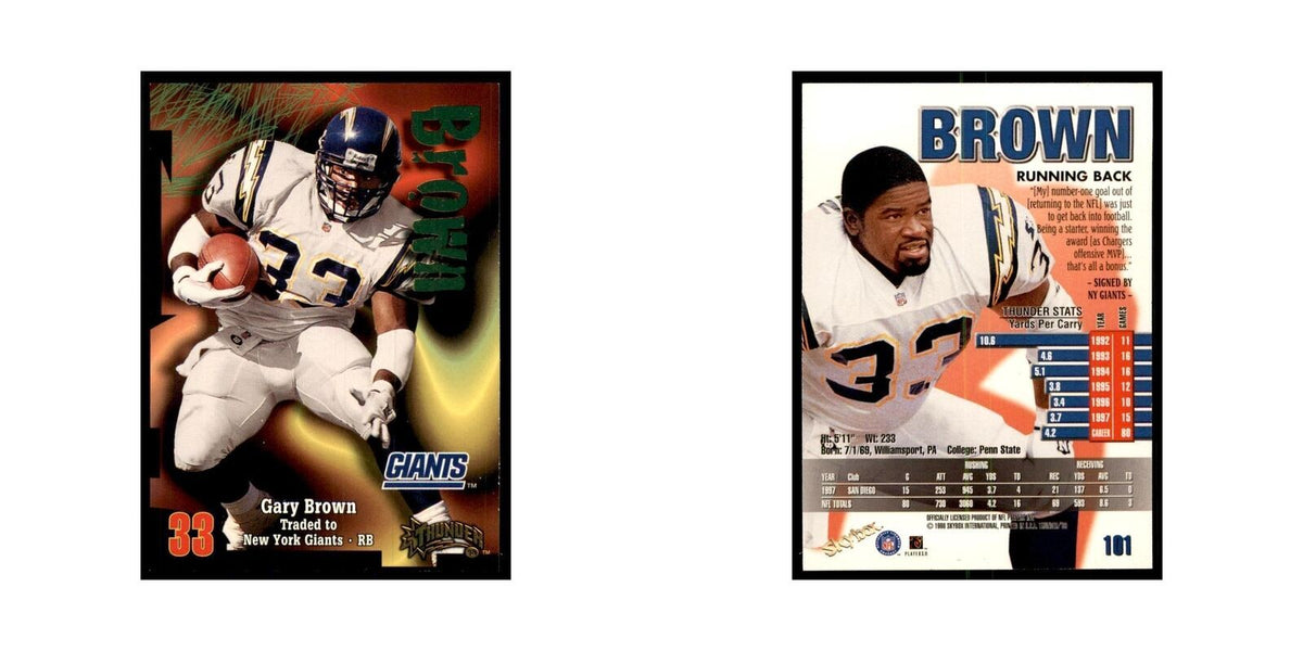 Gary Brown 1998 SkyBox Thunder #101 Football Cards Football Card NM