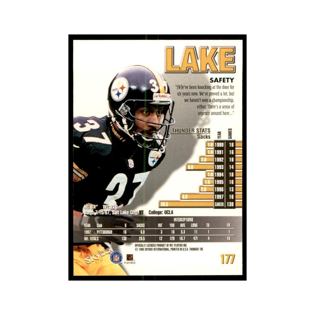 Carnell Lake 1998 SkyBox Thunder #177 Football Cards Football Card NM
