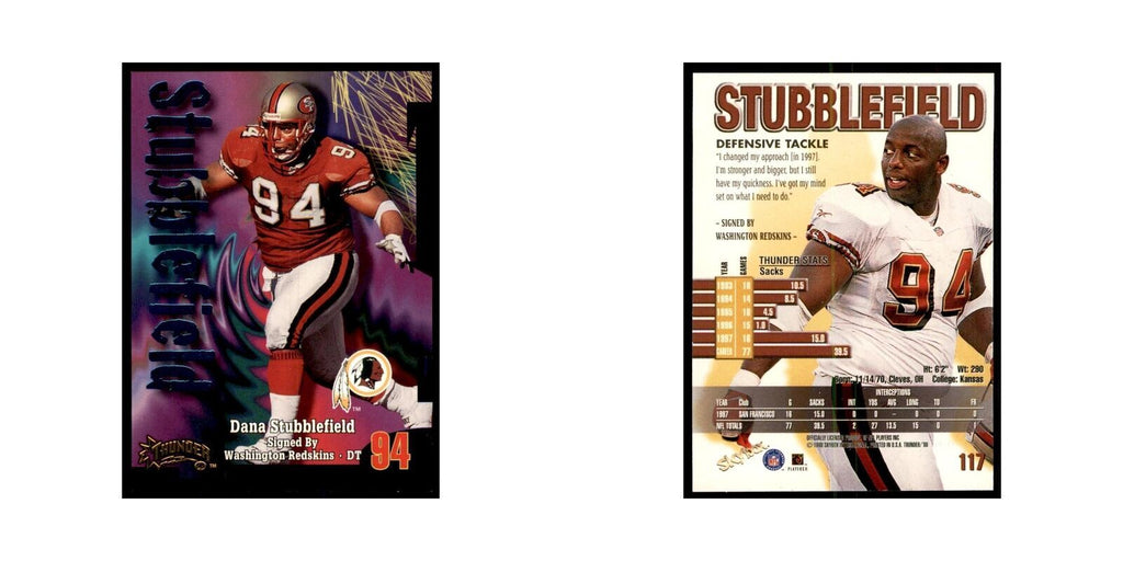 Dana Stubblefield 1998 SkyBox Thunder #117 Football Cards Football Card NM
