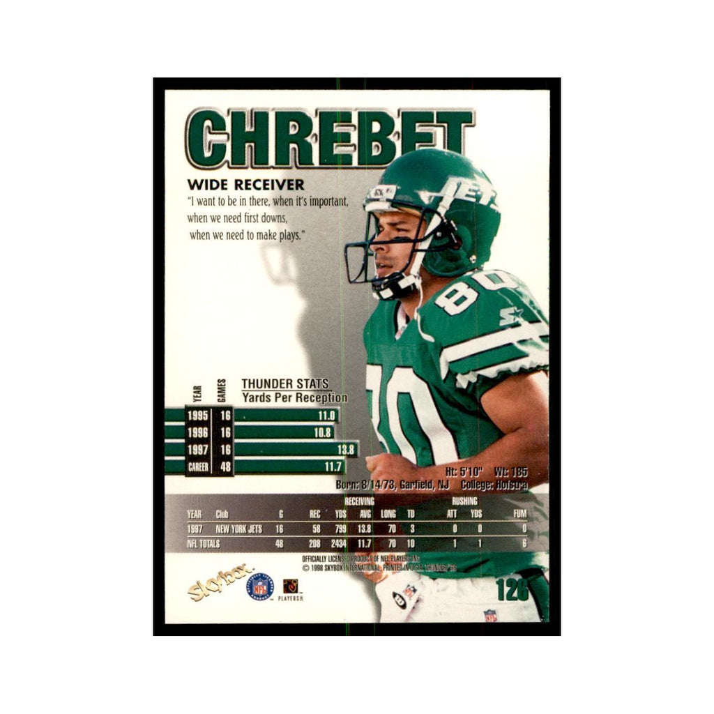 Wayne Chrebet 1998 SkyBox Thunder #126 Football Cards Football Card NM