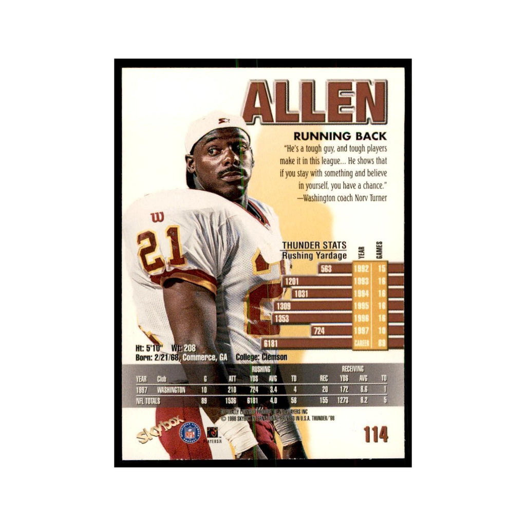 Terry Allen 1998 SkyBox Thunder #114 Football Cards Football Card NM
