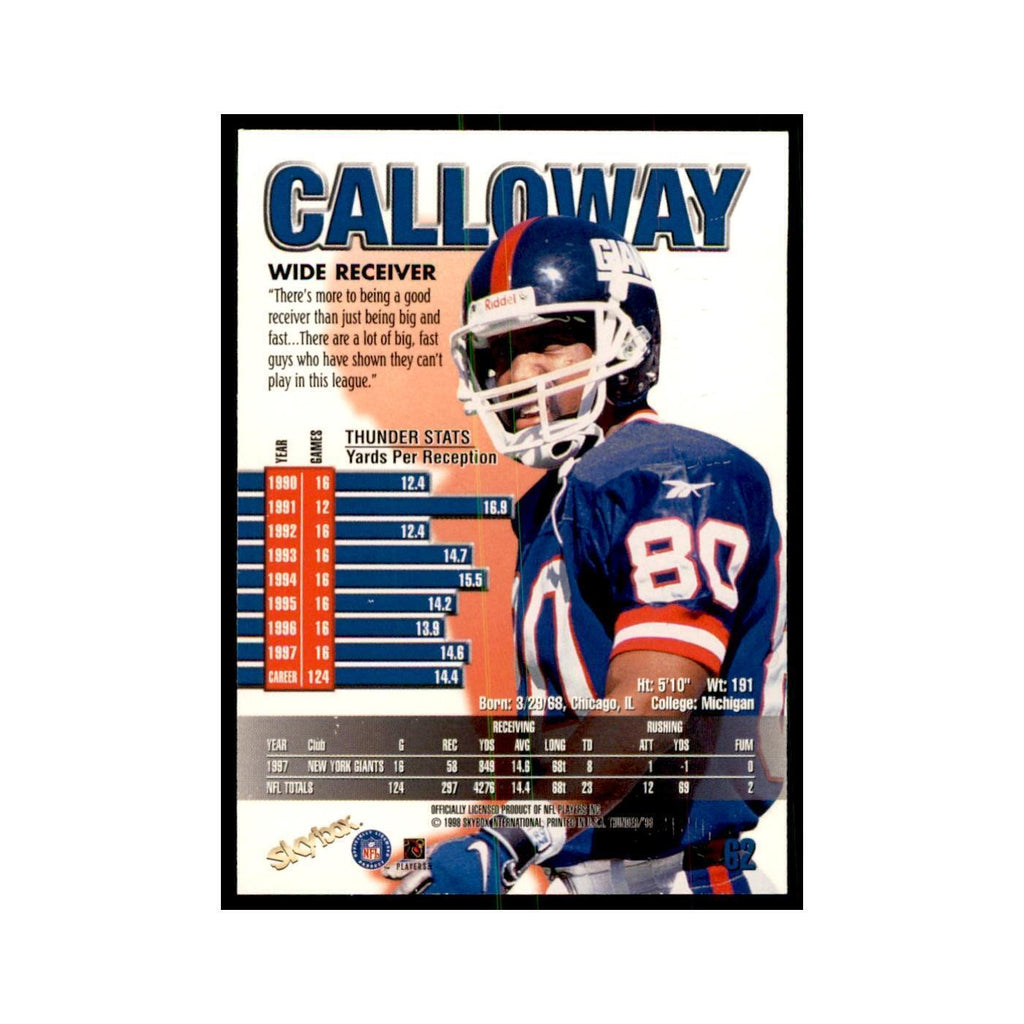 Chris Calloway 1998 SkyBox Thunder #62 Football Cards Football Card NM