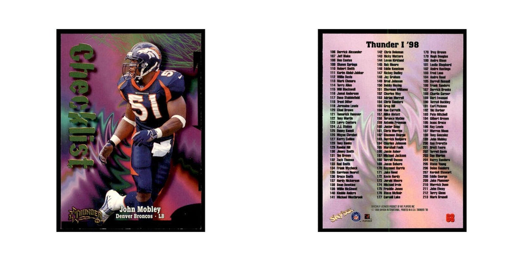 John Mobley 1998 SkyBox Thunder #68 Football Cards Football Card NM