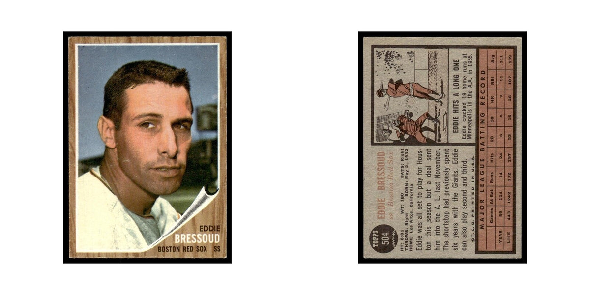 Eddie Bressoud 1962 Topps #504 Boston Red Sox Baseball Card VG