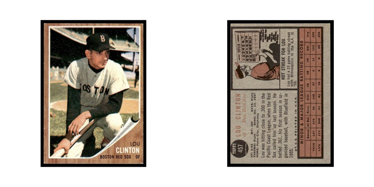 Lou Clinton 1962 Topps #457 Boston Red Sox Baseball Card VG