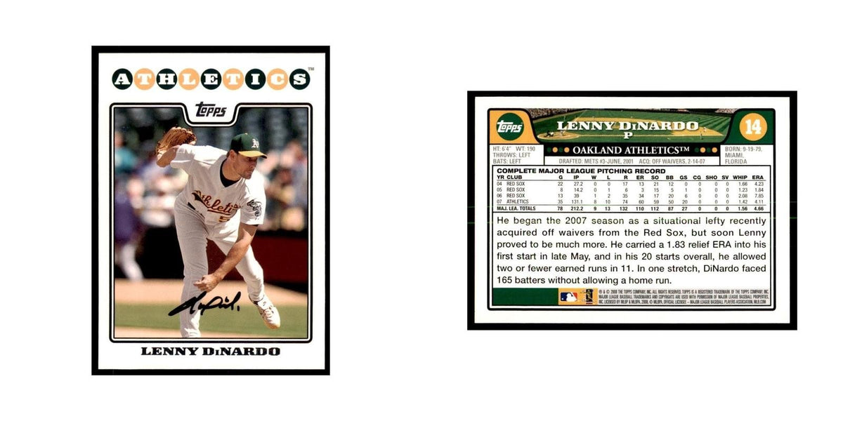 Lenny DiNardo 2008 Topps #14 Baseball Cards Baseball Card NM