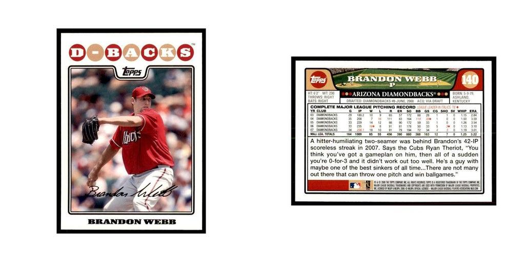 Brandon Webb 2008 Topps #140 Baseball Cards Baseball Card NM