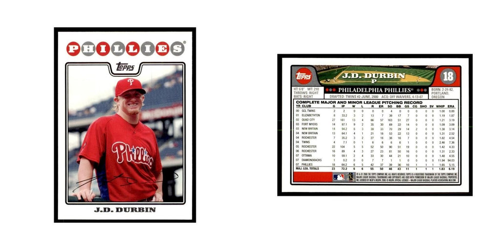 J.D. Durbin 2008 Topps #18 Baseball Cards Baseball Card NM
