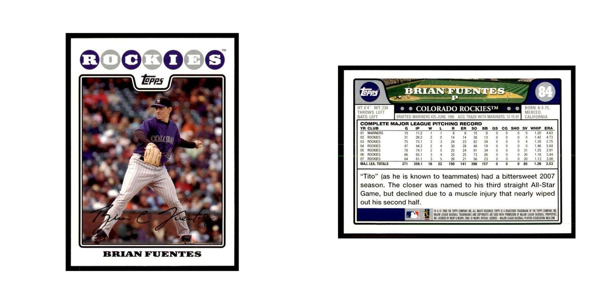 Brian Fuentes 2008 Topps #84 Baseball Cards Baseball Card NM