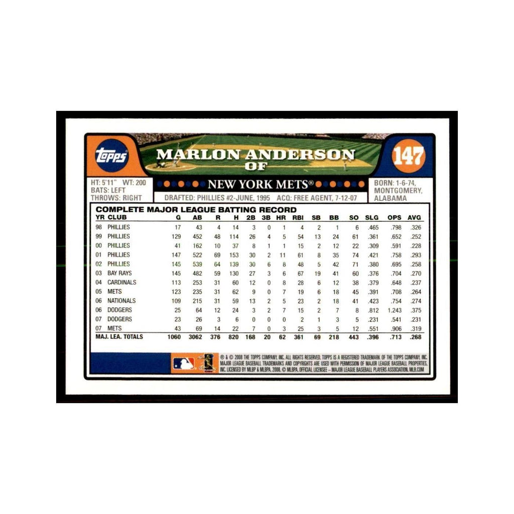 Marlon Anderson 2008 Topps #147 Baseball Cards Baseball Card NM