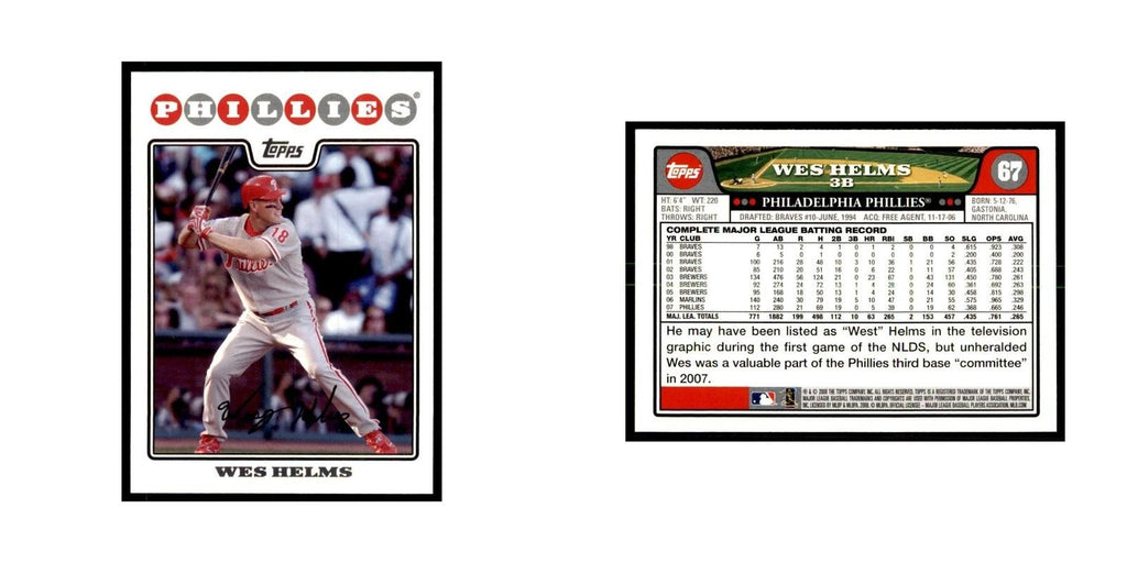 Wes Helms 2008 Topps #67 Baseball Cards Baseball Card NM
