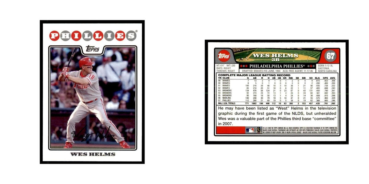 Wes Helms 2008 Topps #67 Baseball Cards Baseball Card NM