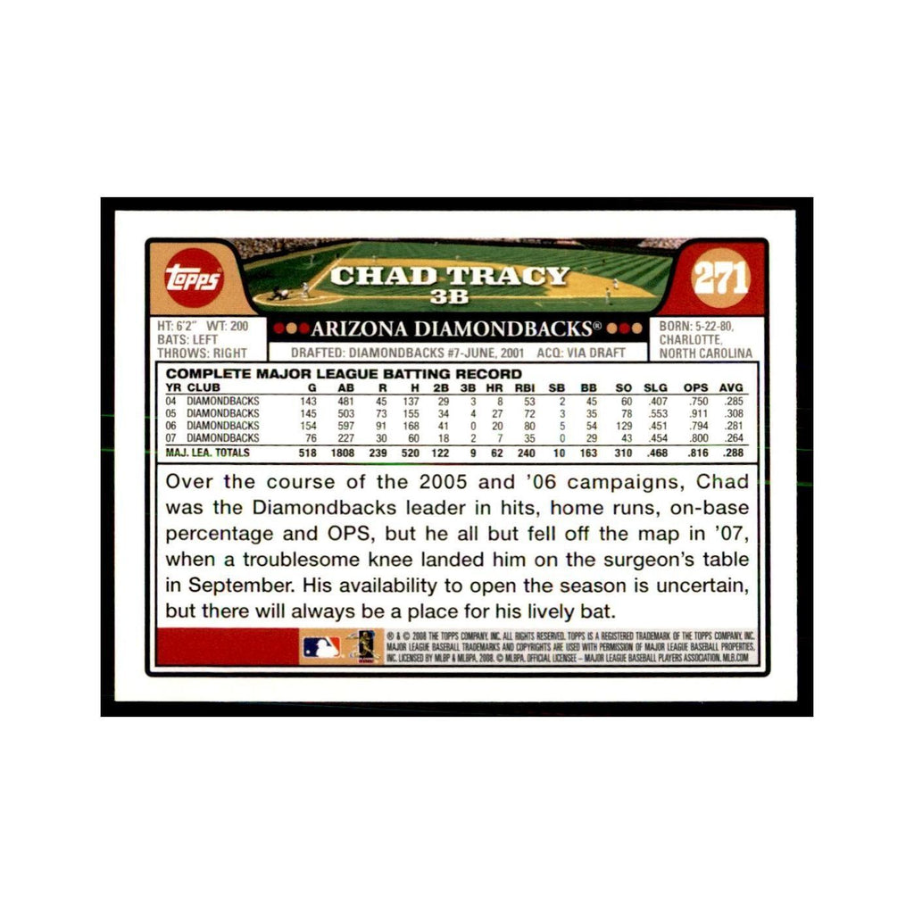 Chad Tracy 2008 Topps #271 Baseball Cards Baseball Card NM