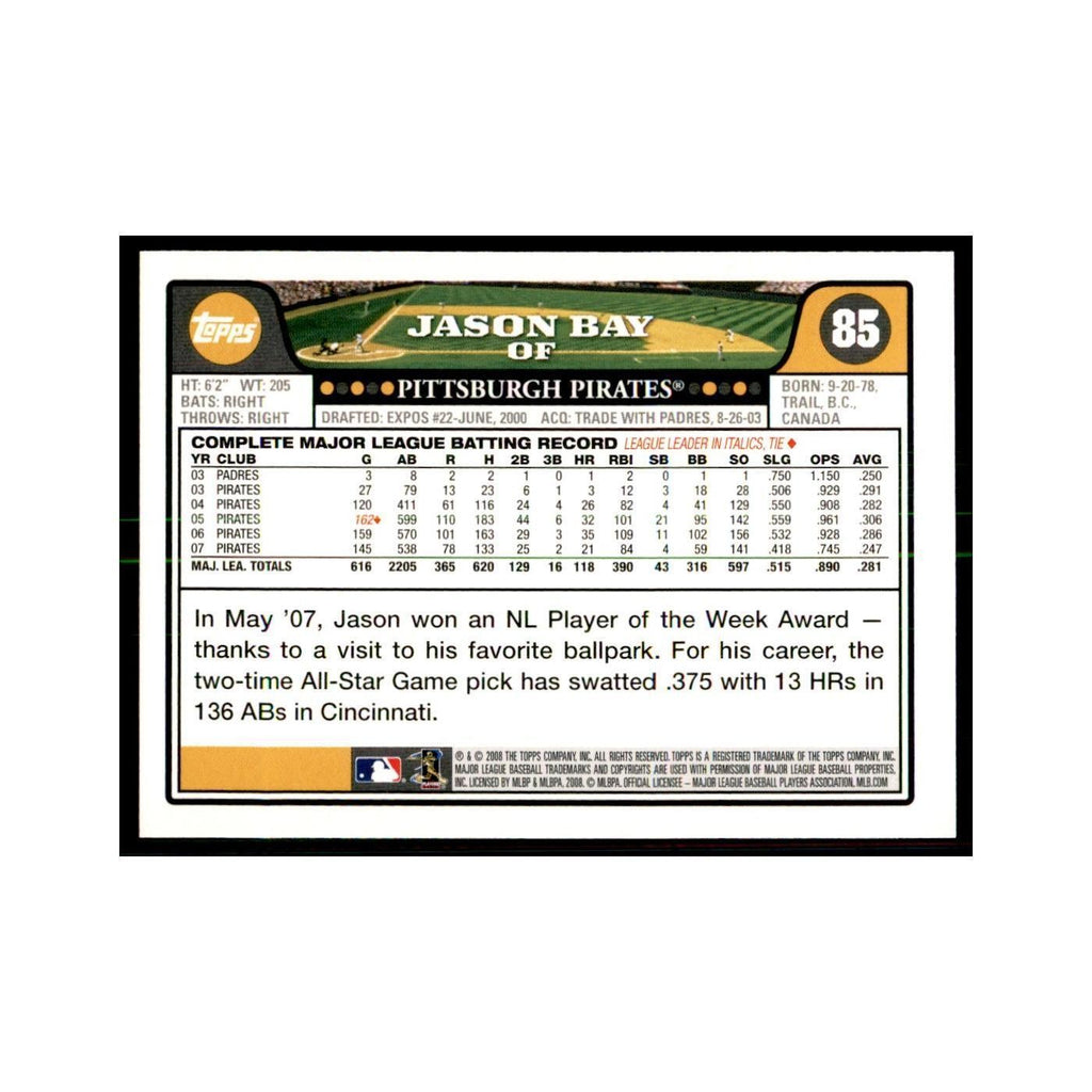 Jason Bay 2008 Topps #85 Baseball Cards Baseball Card NM