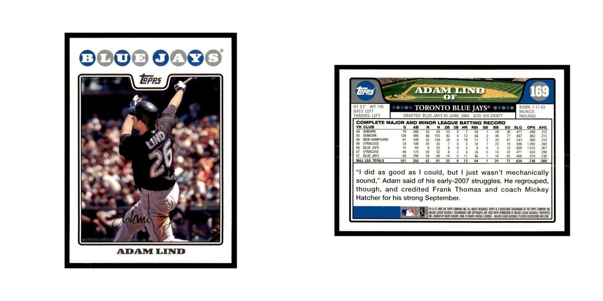 Adam Lind 2008 Topps #169 Baseball Cards Baseball Card NM