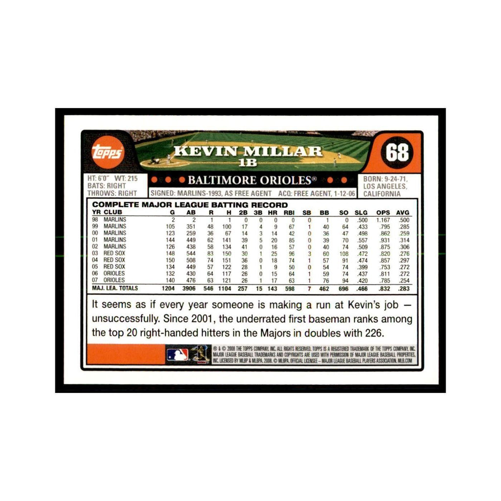 Kevin Millar 2008 Topps #68 Baseball Cards Baseball Card NM