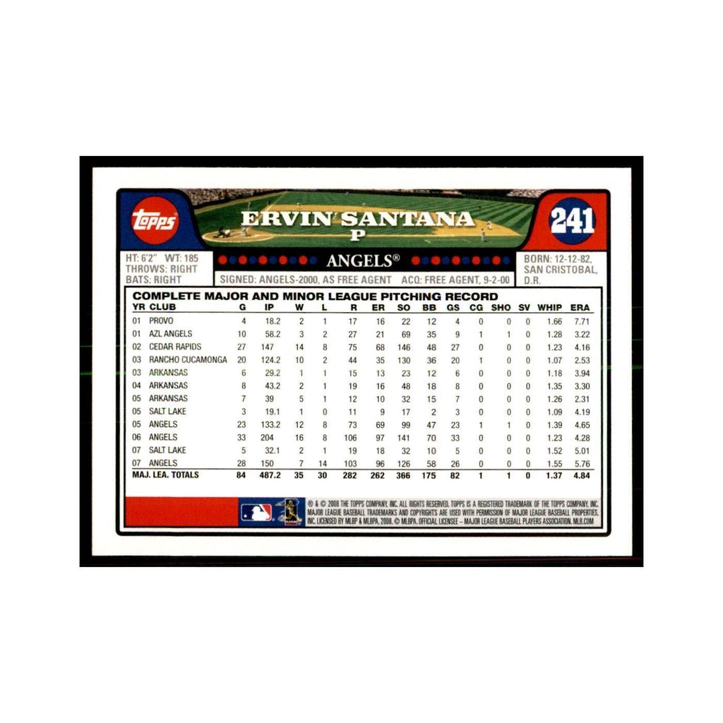 Ervin Santana 2008 Topps #241 Baseball Cards Baseball Card NM
