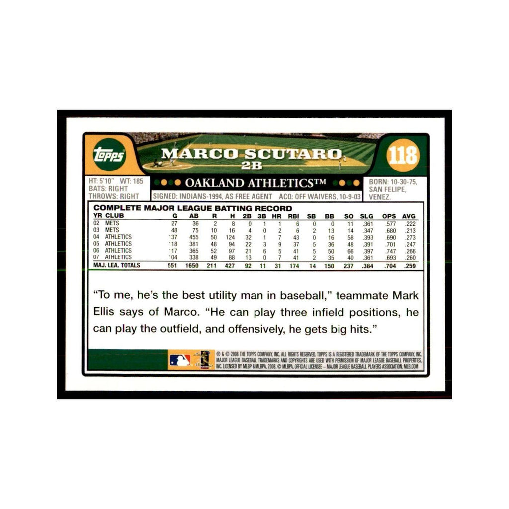 Marco Scutaro 2008 Topps #118 Baseball Cards Baseball Card NM