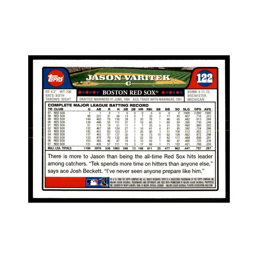 Jason Varitek 2008 Topps #122 Baseball Cards Baseball Card NM