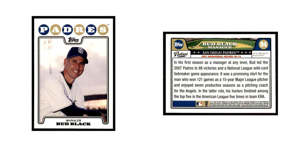 Bud Black 2008 Topps #94 Baseball Cards Baseball Card NM