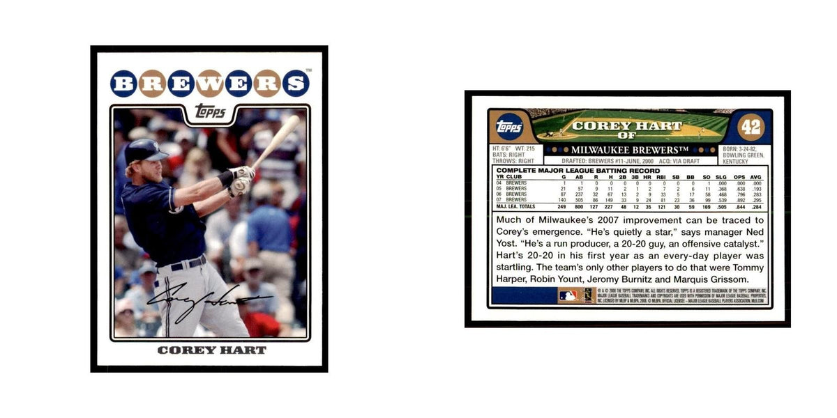 Corey Hart 2008 Topps #42 Baseball Cards Baseball Card NM