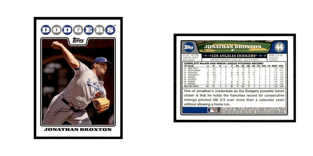 Jonathan Broxton 2008 Topps #44 Baseball Cards Baseball Card NM