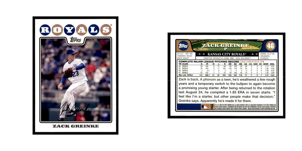 Zack Greinke 2008 Topps #46 Baseball Cards Baseball Card NM