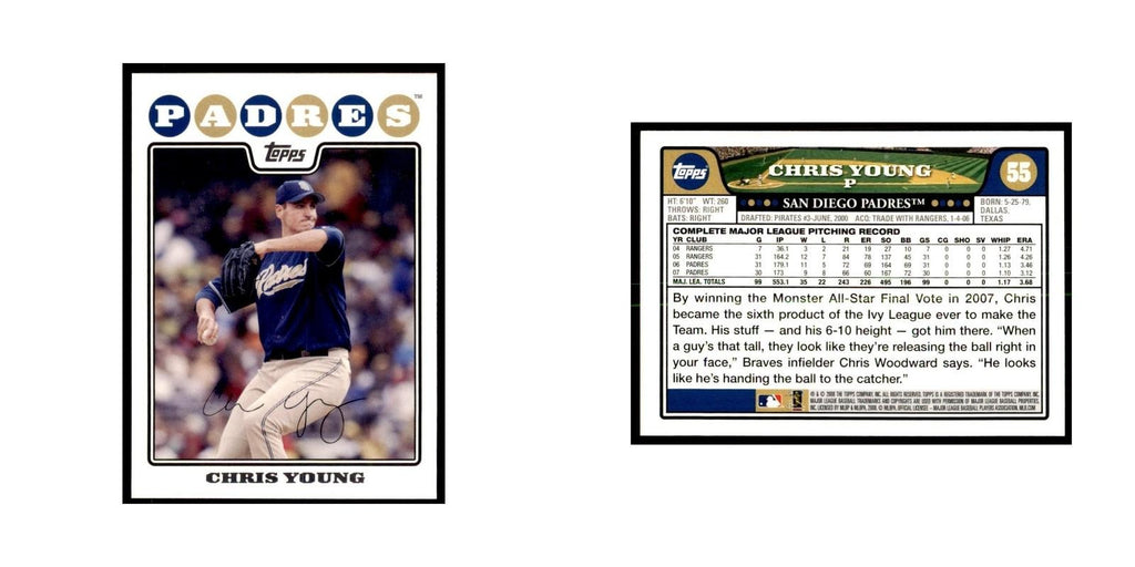 Chris Young 2008 Topps #55 Baseball Cards Baseball Card NM
