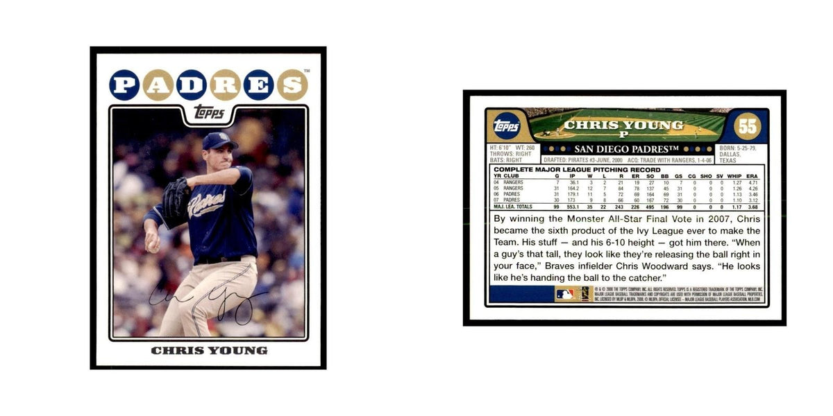 Chris Young 2008 Topps #55 Baseball Cards Baseball Card NM