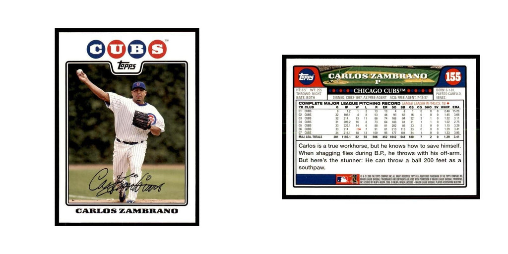 Carlos Zambrano 2008 Topps #155 Baseball Cards Baseball Card NM