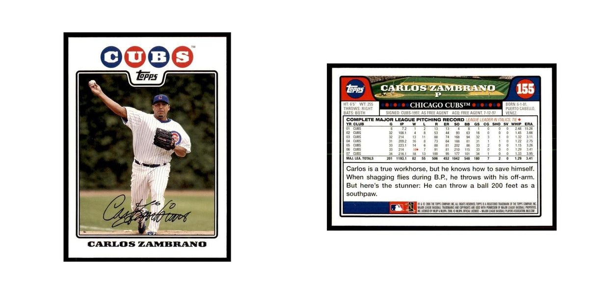 Carlos Zambrano 2008 Topps #155 Baseball Cards Baseball Card NM