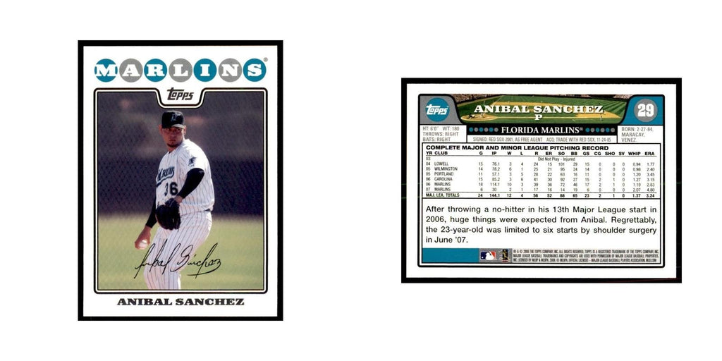 Anibal Sanchez 2008 Topps #29 Baseball Cards Baseball Card NM