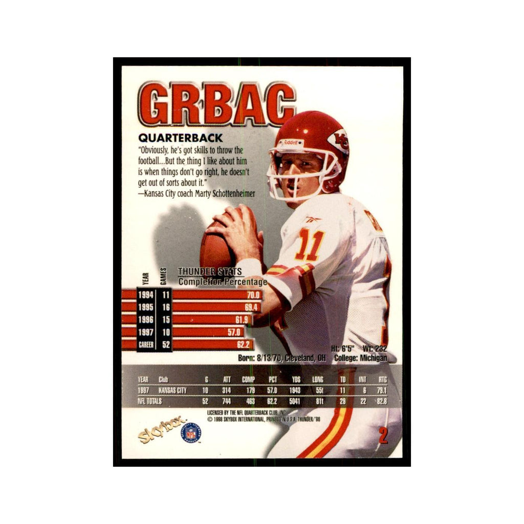 Elvis Grbac 1998 SkyBox Thunder #2 Football Cards Football Card NM