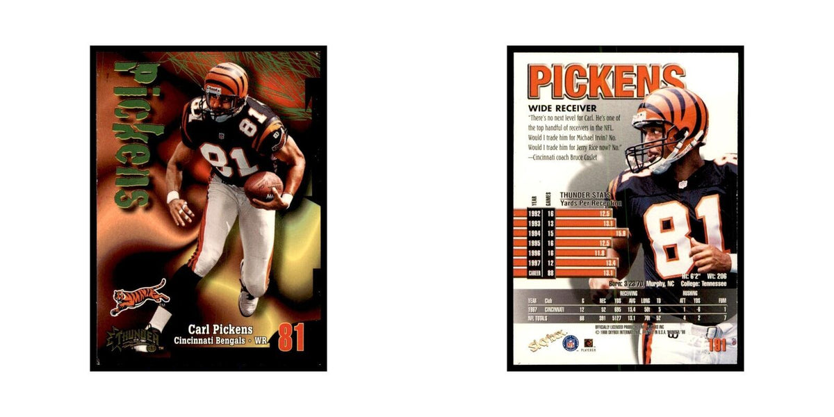 Carl Pickens 1998 SkyBox Thunder #191 Football Cards Football Card NM