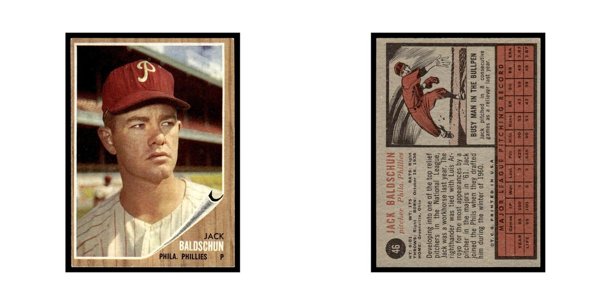 Jack Baldschun 1962 Topps #46 Philadelphia Phillies Baseball Card VG