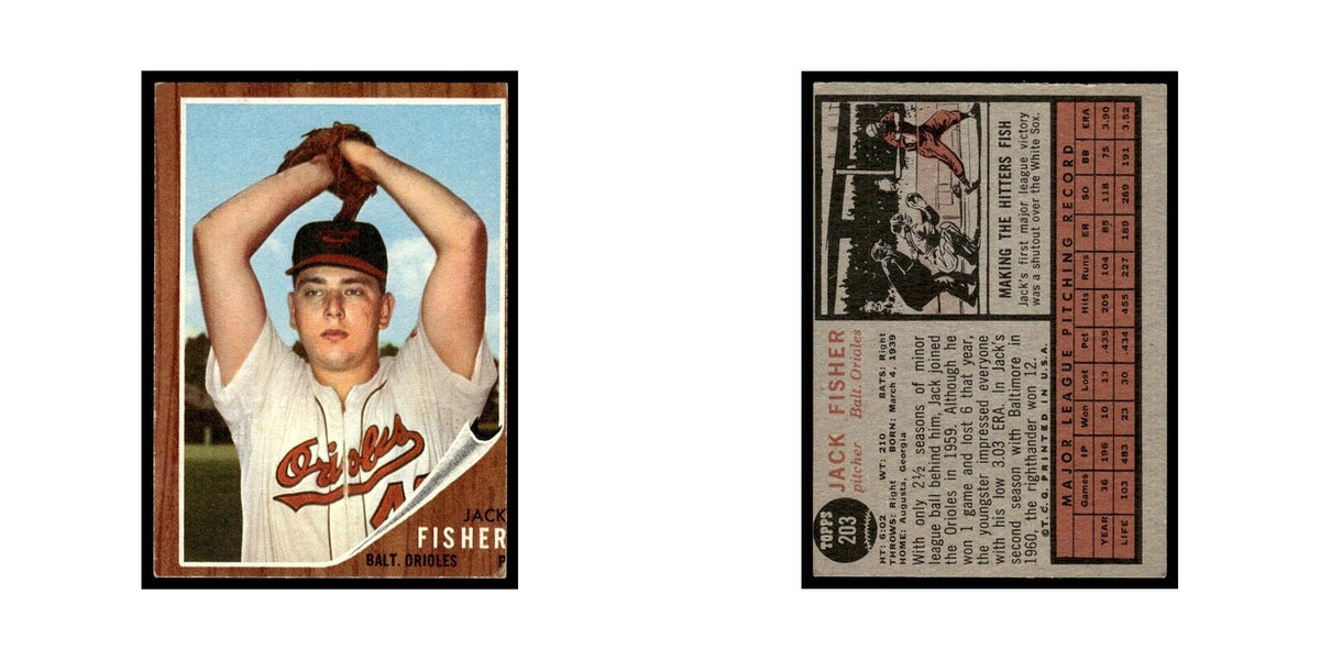 Jack Fisher 1962 Topps #203 Baltimore Orioles Baseball Card VG