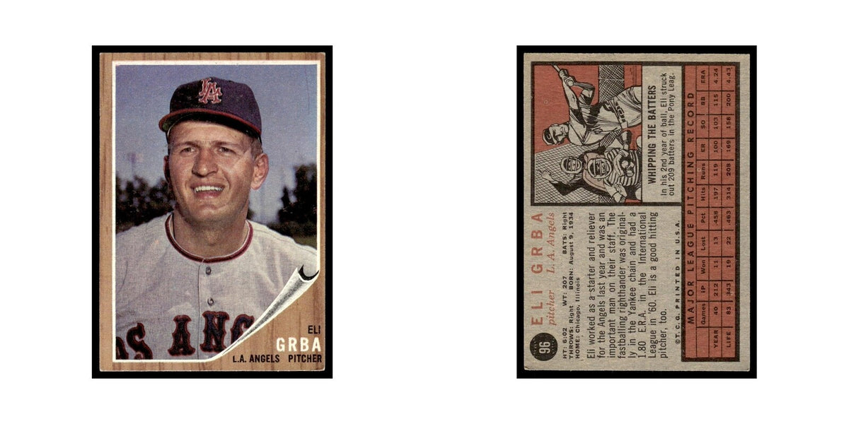 Eli Grba 1962 Topps #96 Los Angeles Angels Baseball Card VG