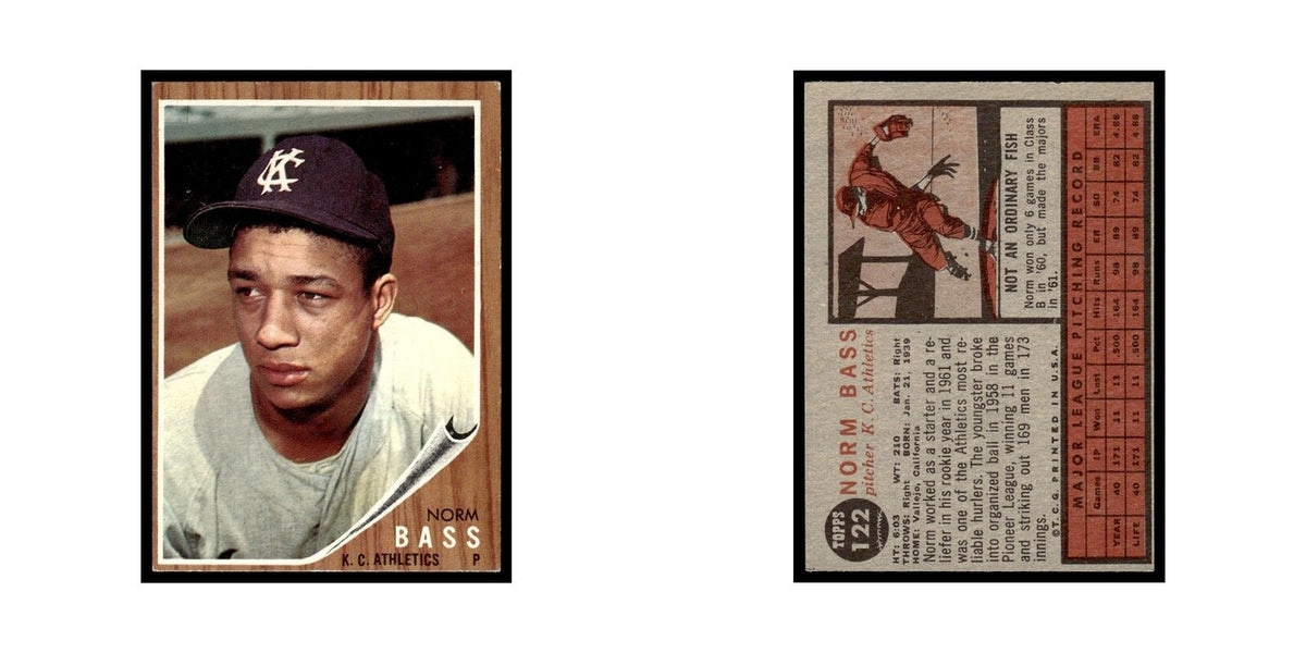 Norm Bass 1962 Topps #122 Kansas City Athletics Baseball Card VG