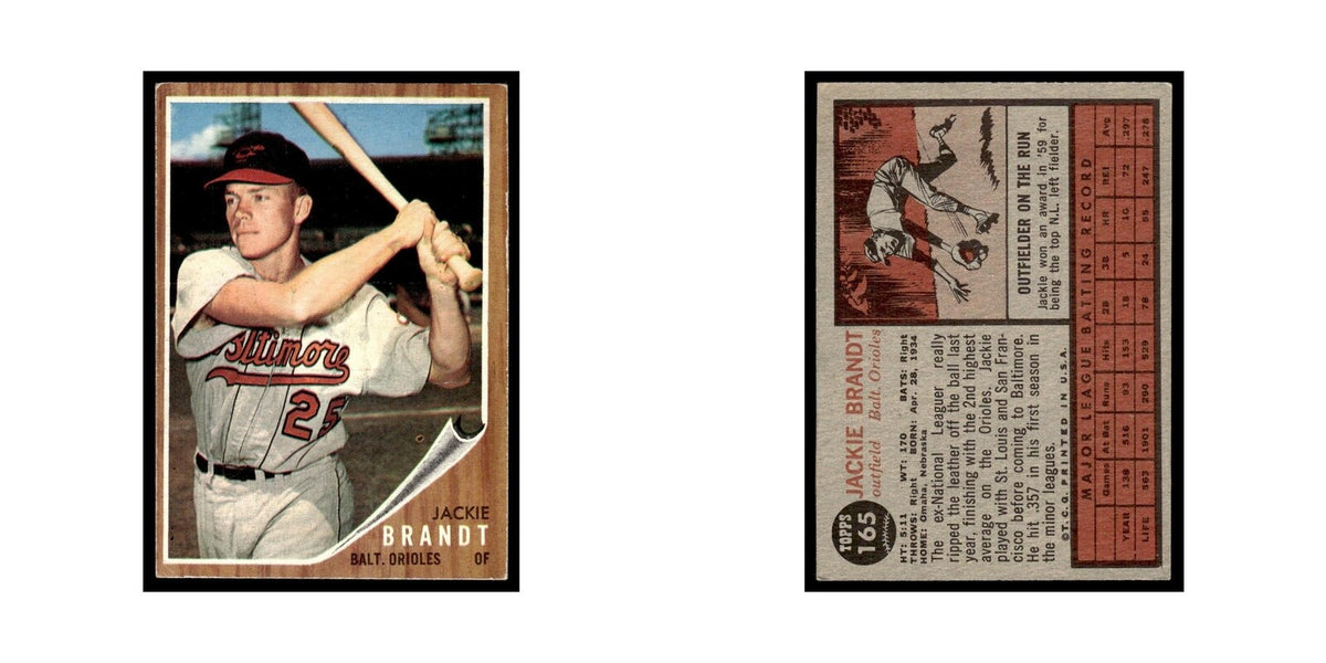 Jackie Brandt 1962 Topps #165 Baltimore Orioles Baseball Card VG