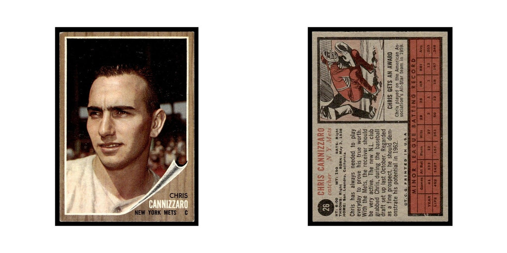 Chris Cannizzaro 1962 Topps #26 New York Mets Baseball Card VG