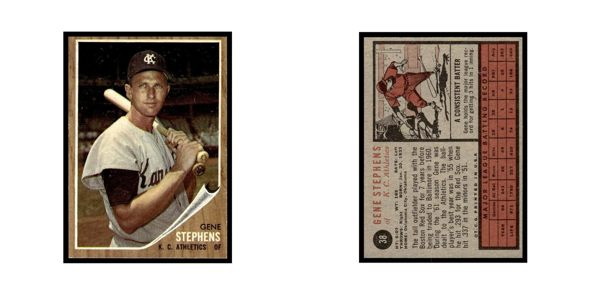 Gene Stephens 1962 Topps #38 Kansas City Athletics Baseball Card VG
