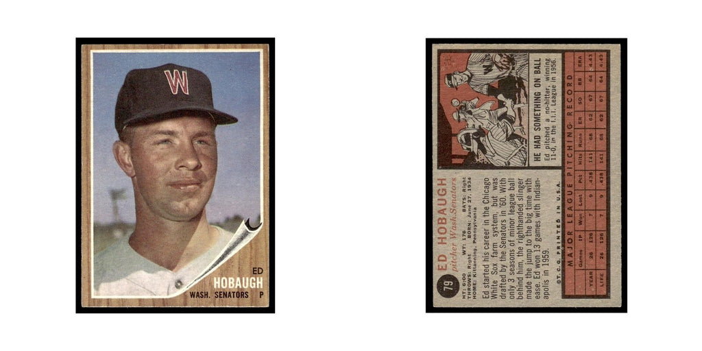 Ed Hobaugh 1962 Topps #79 Washington Senators Baseball Card VG
