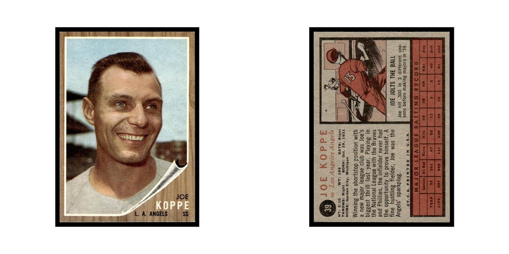 Joe Koppe 1962 Topps #39 Los Angeles Angels Baseball Card VG