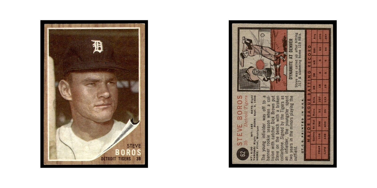 Steve Boros 1962 Topps #62 Detroit Tigers Baseball Card VG