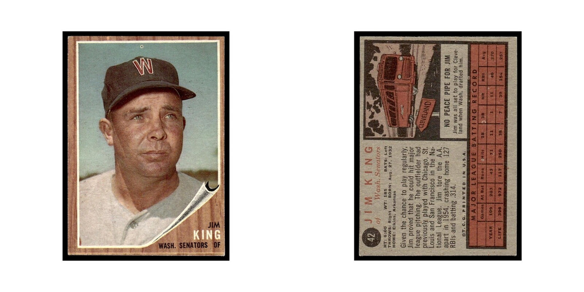 Jim King 1962 Topps #42 Washington Senators Baseball Card VG