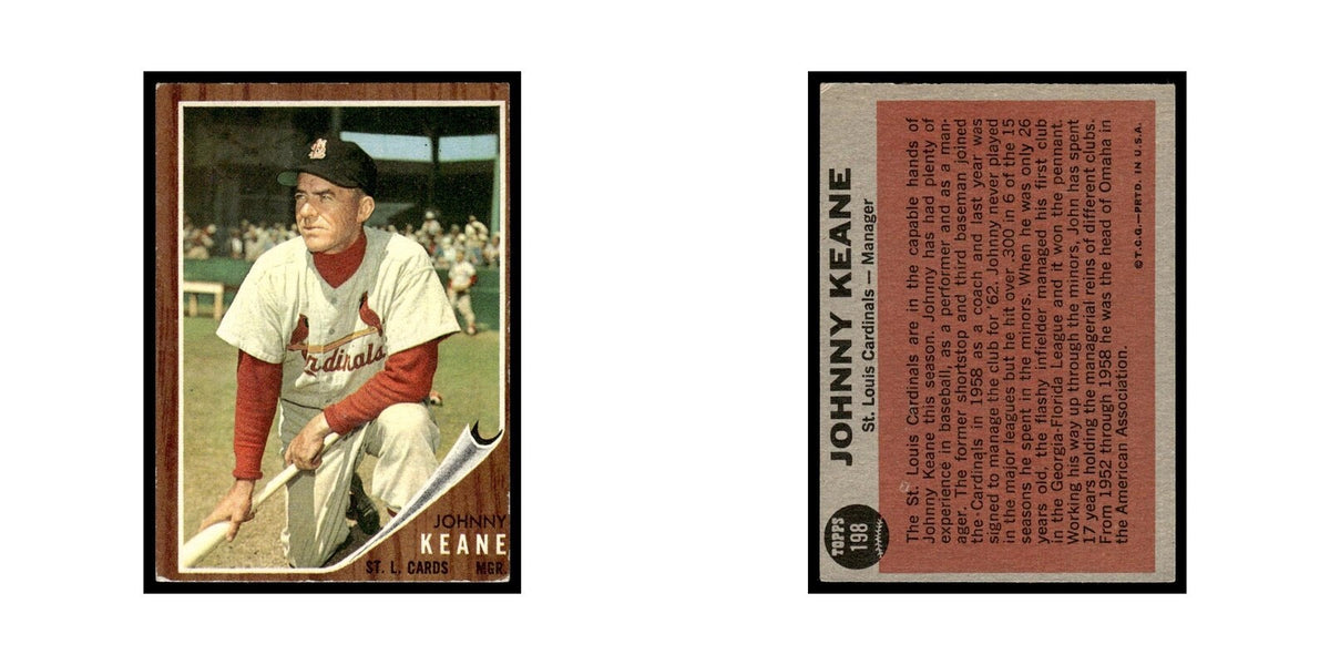 Johnny Keane 1962 Topps #198 St. Louis Cardinals Baseball Card VG
