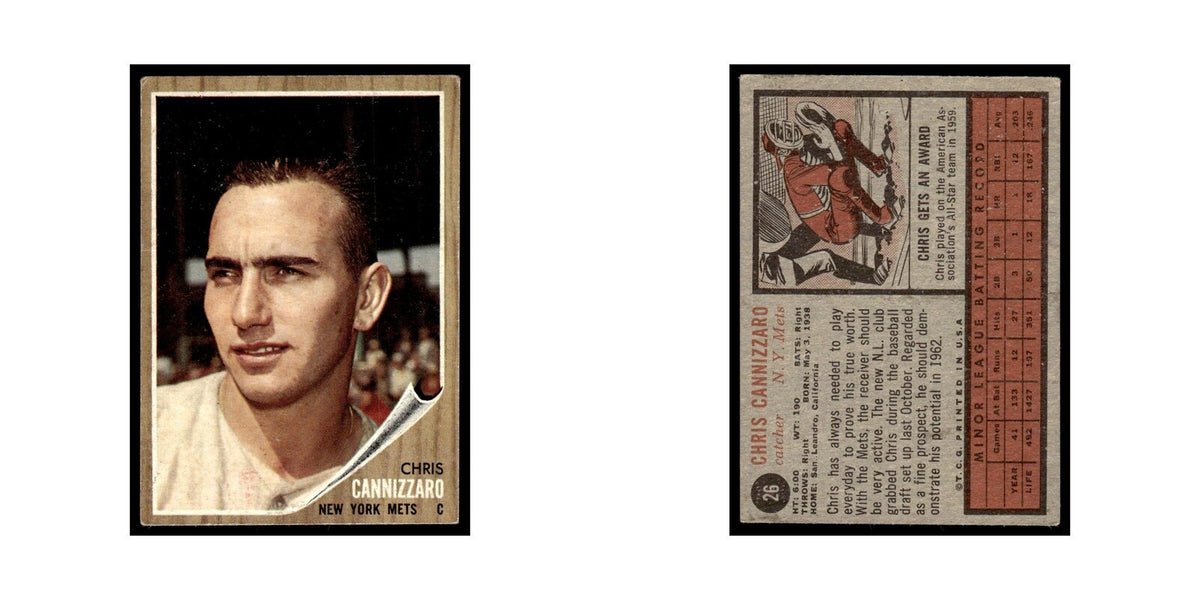 Chris Cannizzaro 1962 Topps #26 New York Mets Baseball Card VG